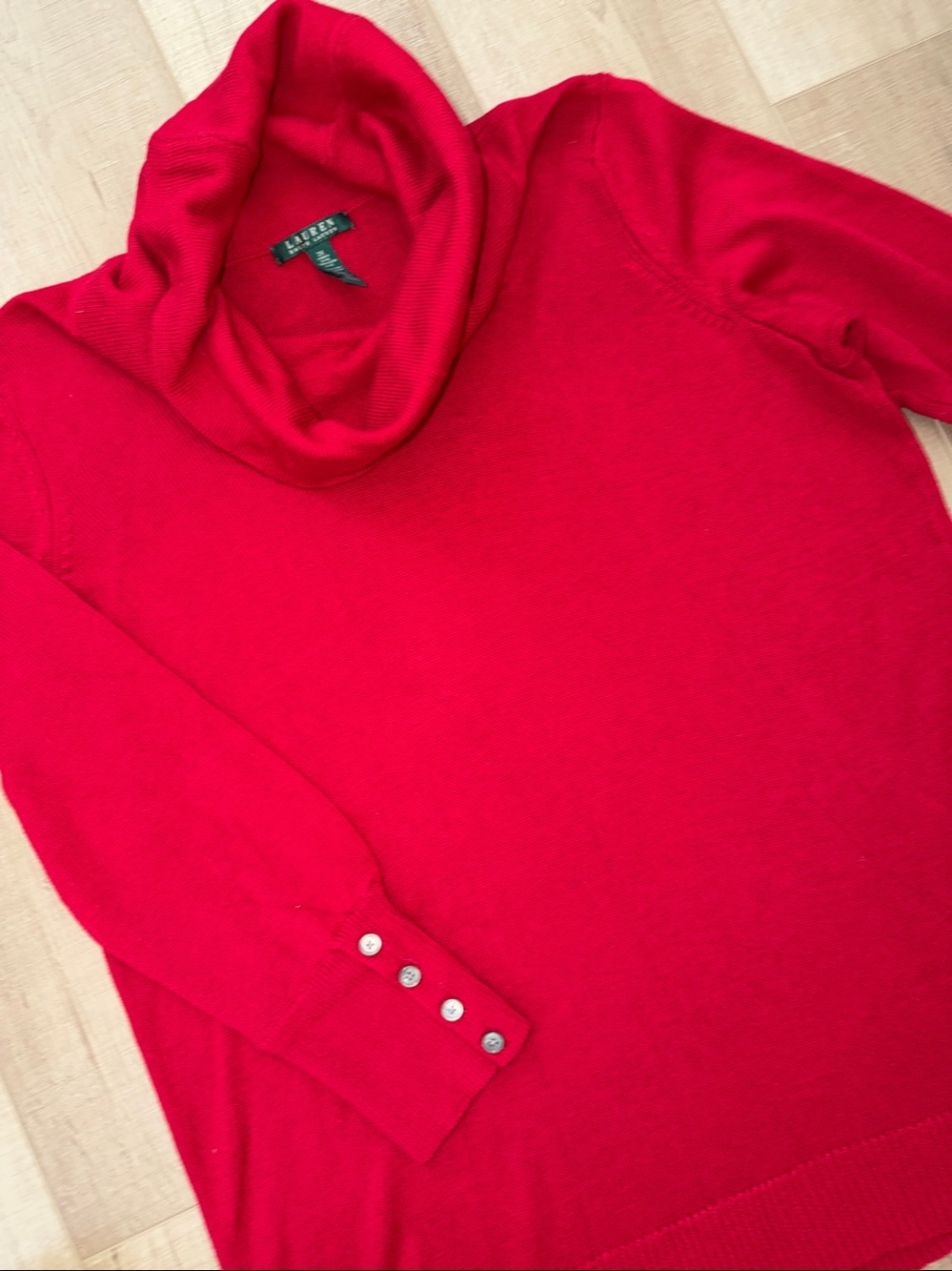 LAUREN RALPH LAUREN Cowl Neck Tunic Sweater Wool Blend Knit Red Size 2XL